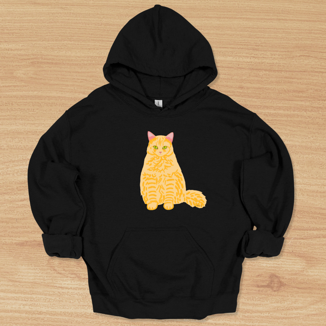 Unisex Fluffy Orange Tabby Cat Hoodie Pages by Demi Shop