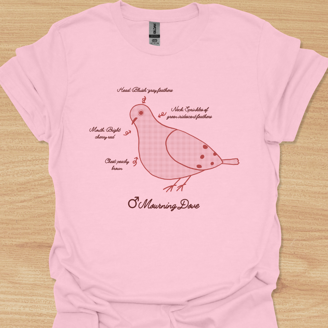 Unisex Male Mourning Dove (with feather colors) T-shirt