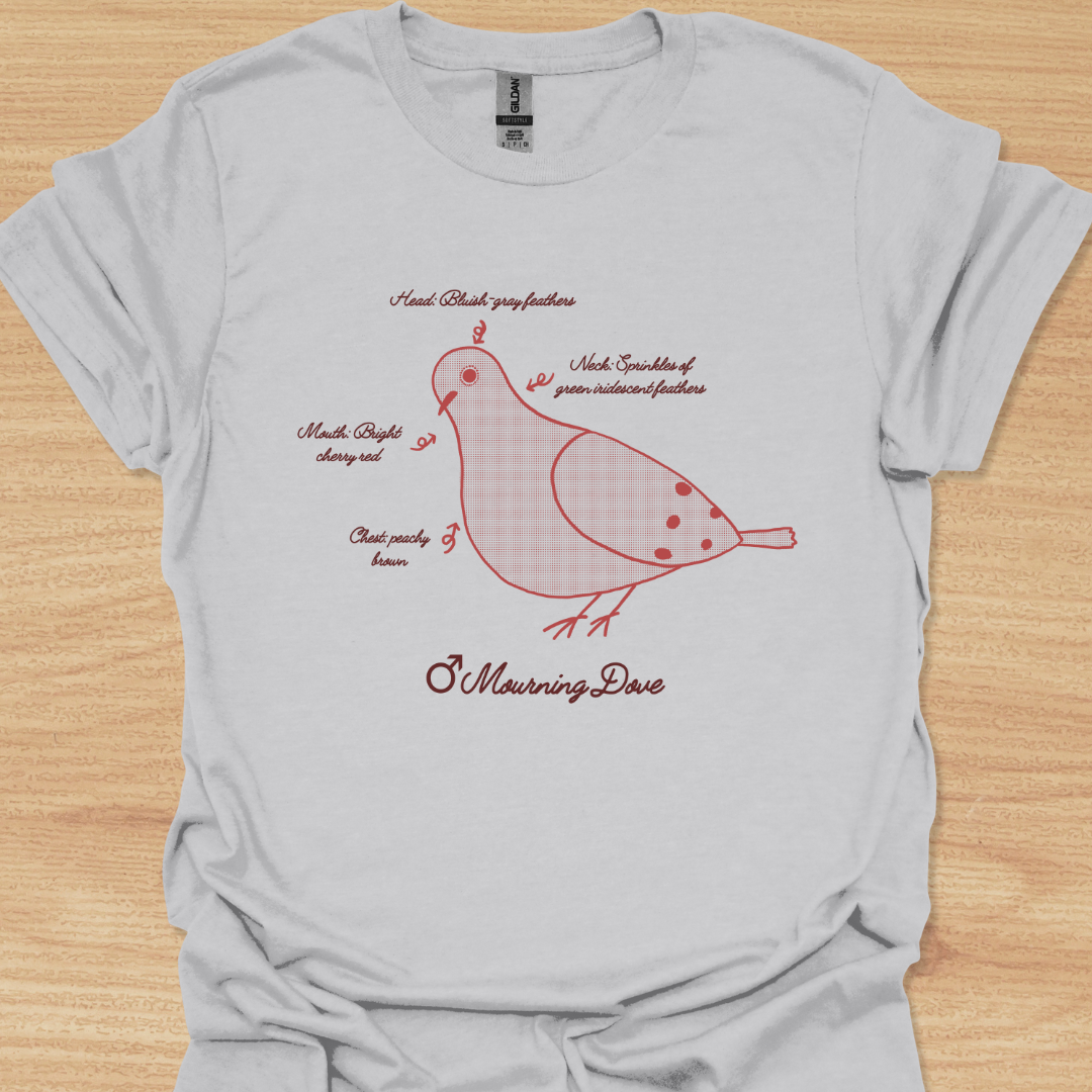 Unisex Male Mourning Dove (with feather colors) T-shirt