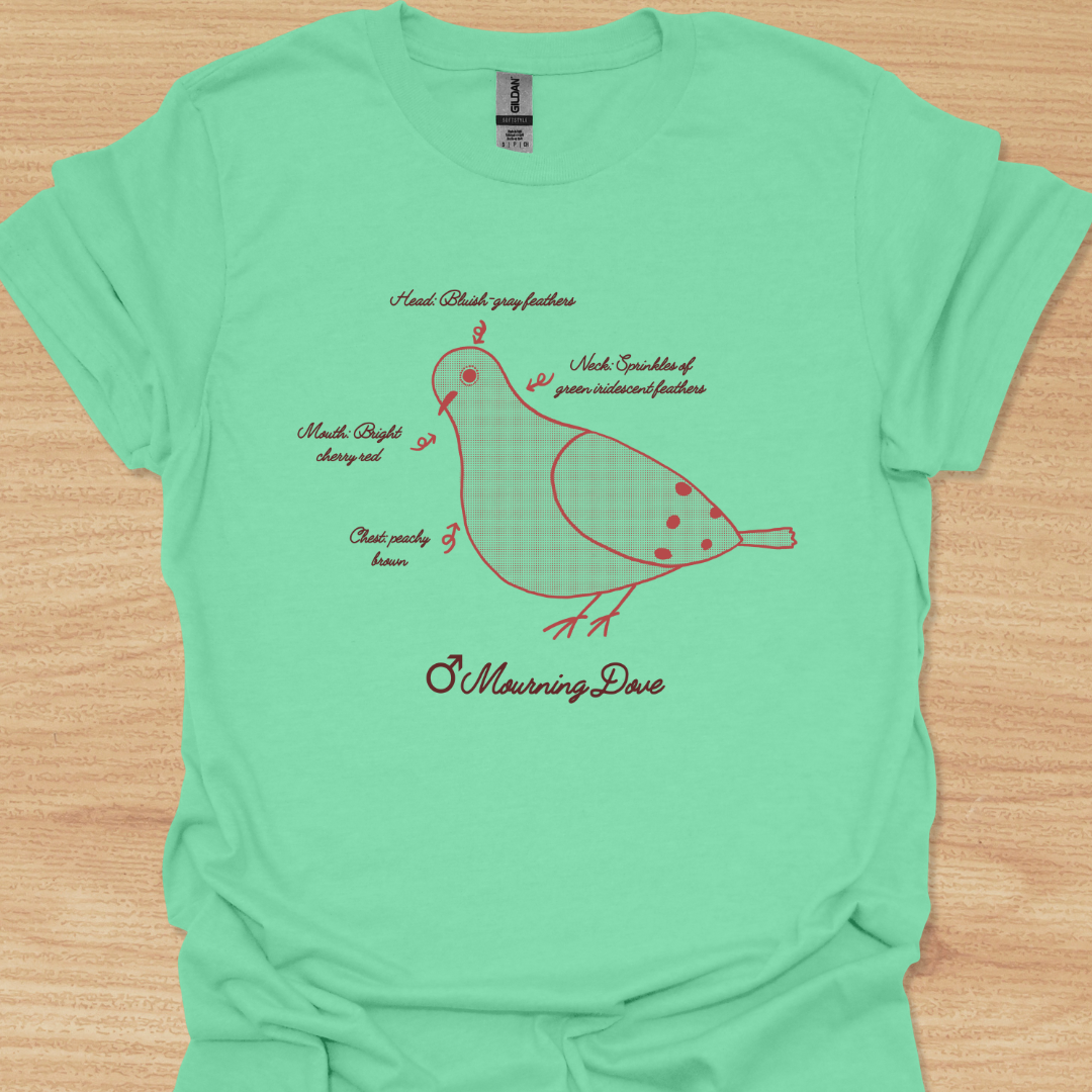 Unisex Male Mourning Dove (with feather colors) T-shirt