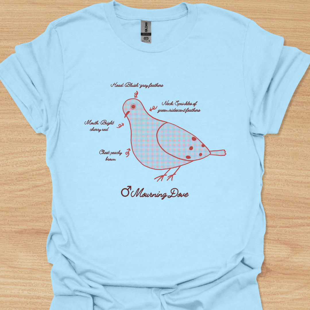 Unisex Male Mourning Dove (with feather colors) T-shirt